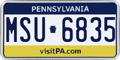 PA license plate MSU6835