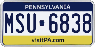 PA license plate MSU6838