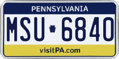 PA license plate MSU6840