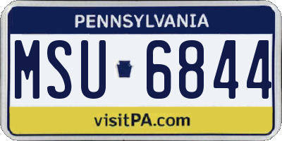 PA license plate MSU6844
