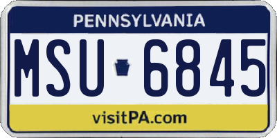 PA license plate MSU6845
