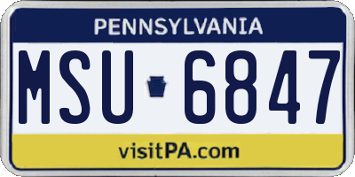 PA license plate MSU6847
