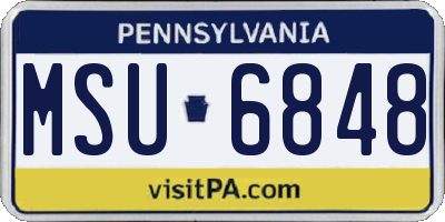 PA license plate MSU6848