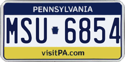 PA license plate MSU6854