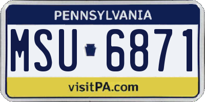 PA license plate MSU6871