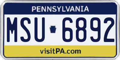 PA license plate MSU6892