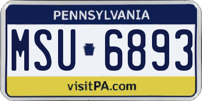 PA license plate MSU6893