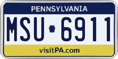 PA license plate MSU6911