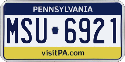 PA license plate MSU6921