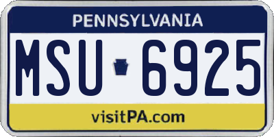PA license plate MSU6925