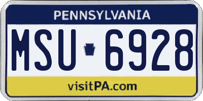 PA license plate MSU6928
