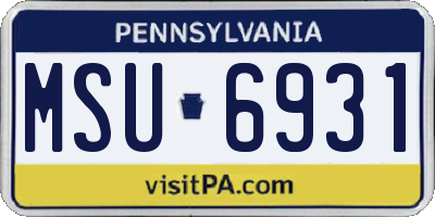 PA license plate MSU6931
