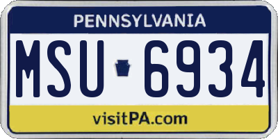 PA license plate MSU6934