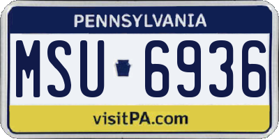 PA license plate MSU6936