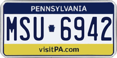 PA license plate MSU6942
