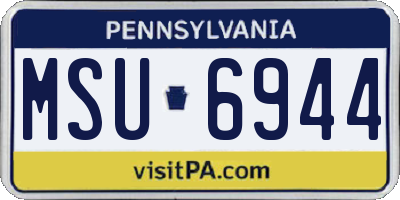 PA license plate MSU6944