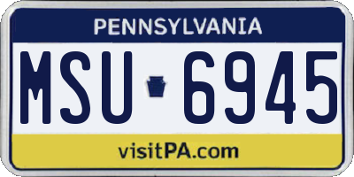 PA license plate MSU6945