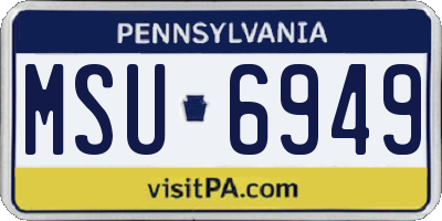 PA license plate MSU6949