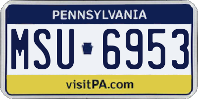 PA license plate MSU6953