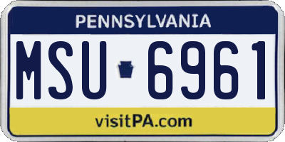 PA license plate MSU6961