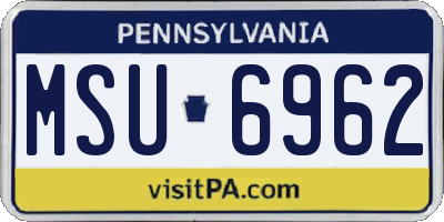 PA license plate MSU6962