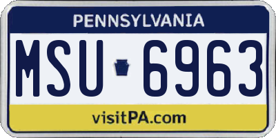 PA license plate MSU6963