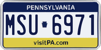 PA license plate MSU6971