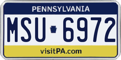 PA license plate MSU6972