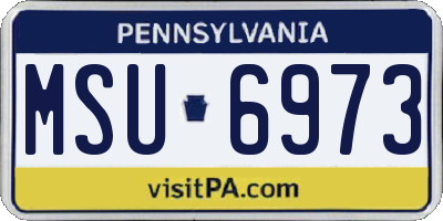PA license plate MSU6973
