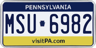 PA license plate MSU6982