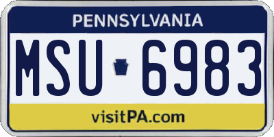 PA license plate MSU6983