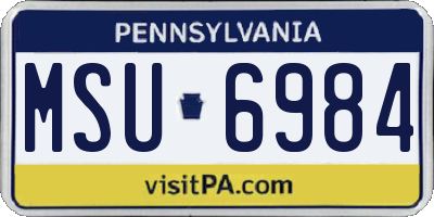 PA license plate MSU6984