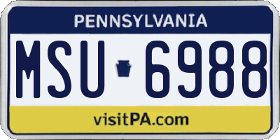 PA license plate MSU6988