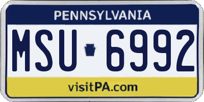 PA license plate MSU6992