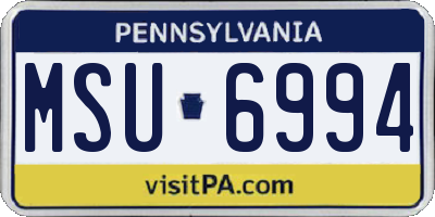 PA license plate MSU6994