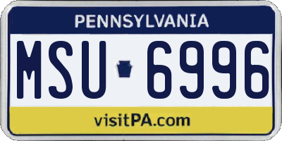 PA license plate MSU6996