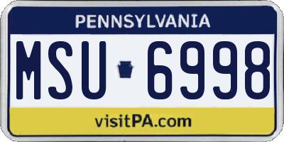 PA license plate MSU6998