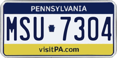 PA license plate MSU7304