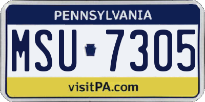 PA license plate MSU7305