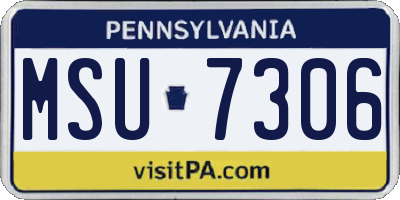 PA license plate MSU7306
