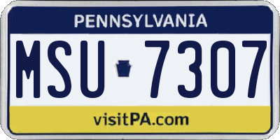 PA license plate MSU7307