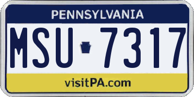 PA license plate MSU7317