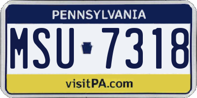 PA license plate MSU7318