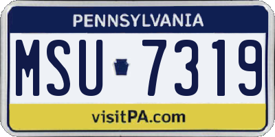 PA license plate MSU7319