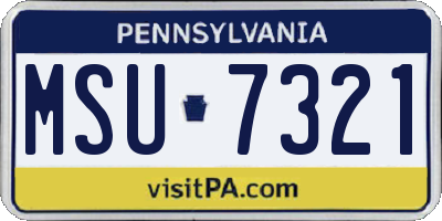 PA license plate MSU7321