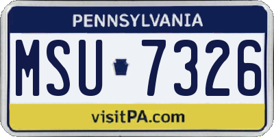 PA license plate MSU7326