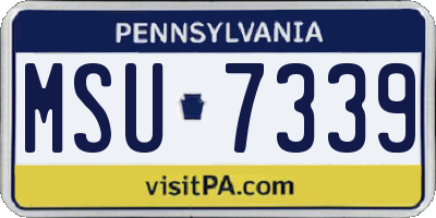 PA license plate MSU7339
