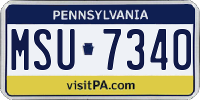 PA license plate MSU7340