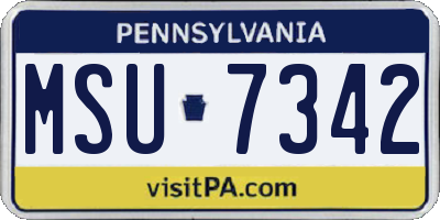 PA license plate MSU7342