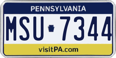PA license plate MSU7344
